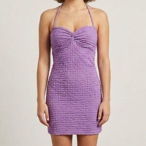 Purple Halter Tie Dress By Express Size 11/12